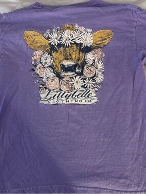 Comfort Colors Kids Purple Floral Cow Graphic Tee